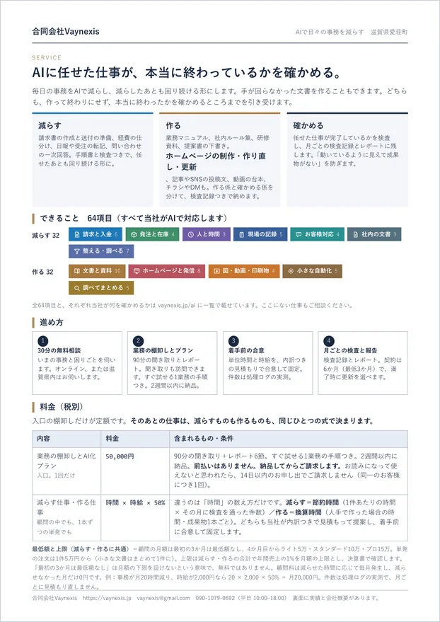 サービス概要 A4両面のおもて